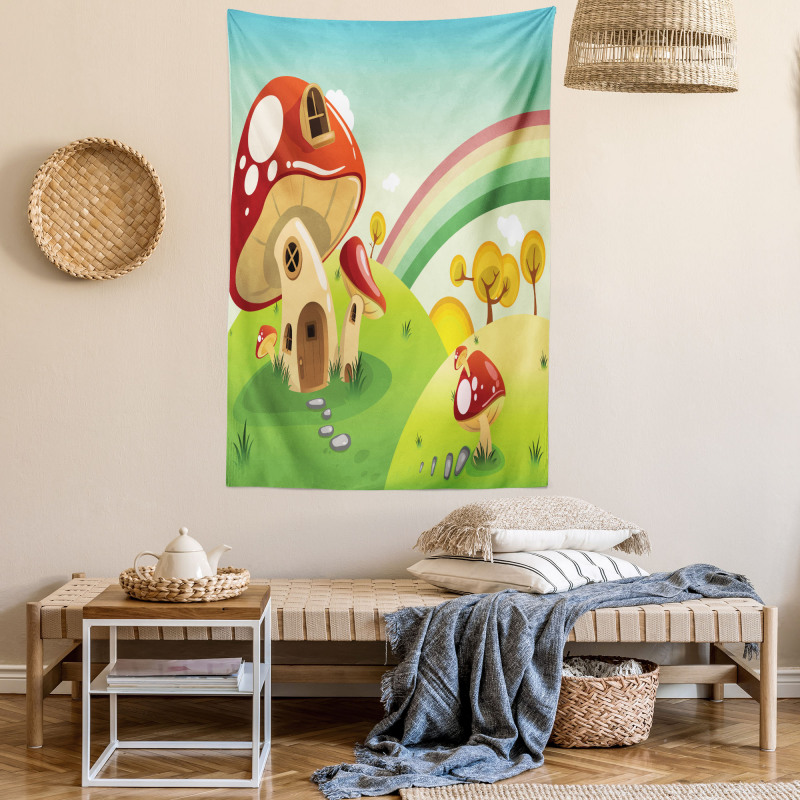 Farm Field Rain Mushroom Tapestry