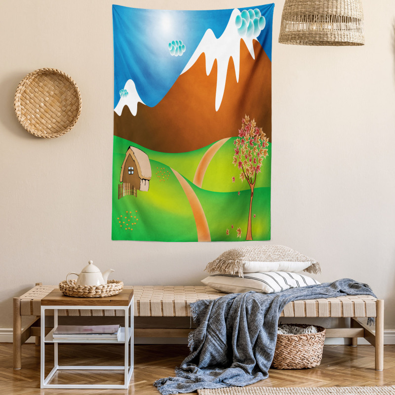 Cartoon Country Scene Tapestry