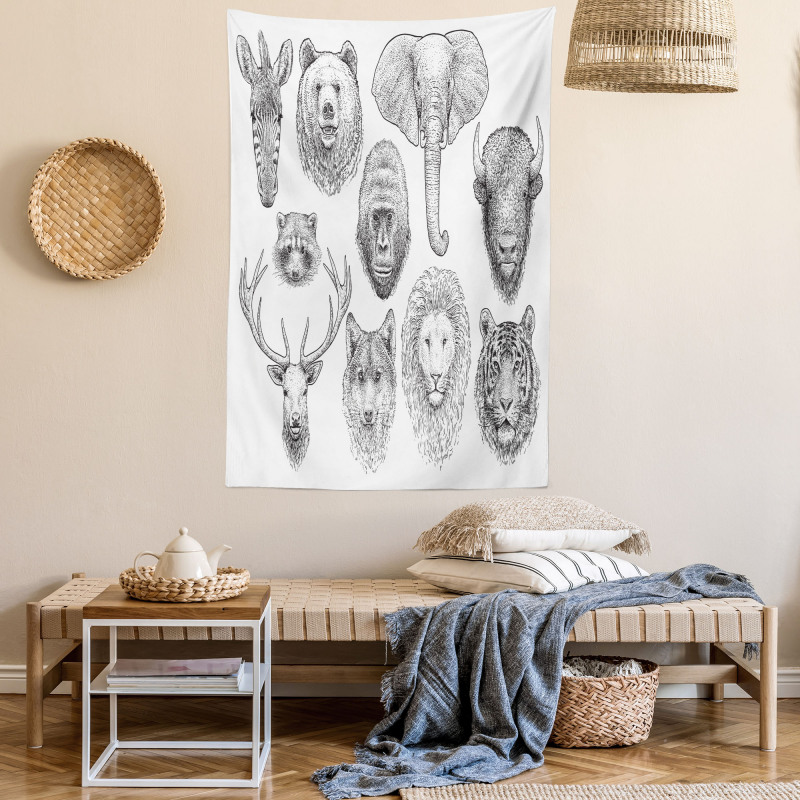 Composition of Animal Heads Tapestry