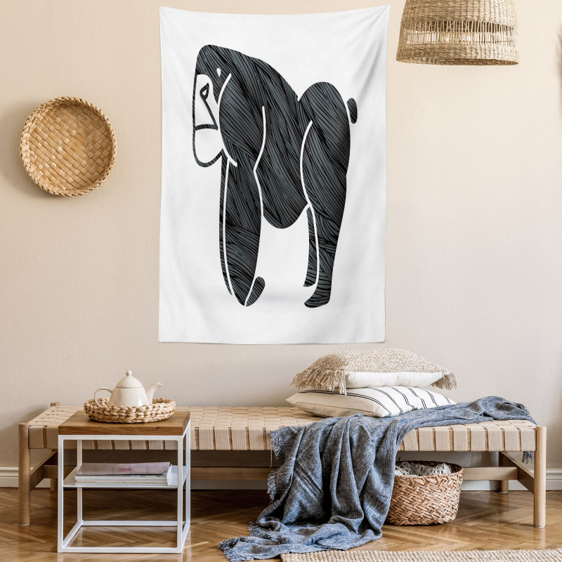 Angry Graphic Ape Standing Tapestry