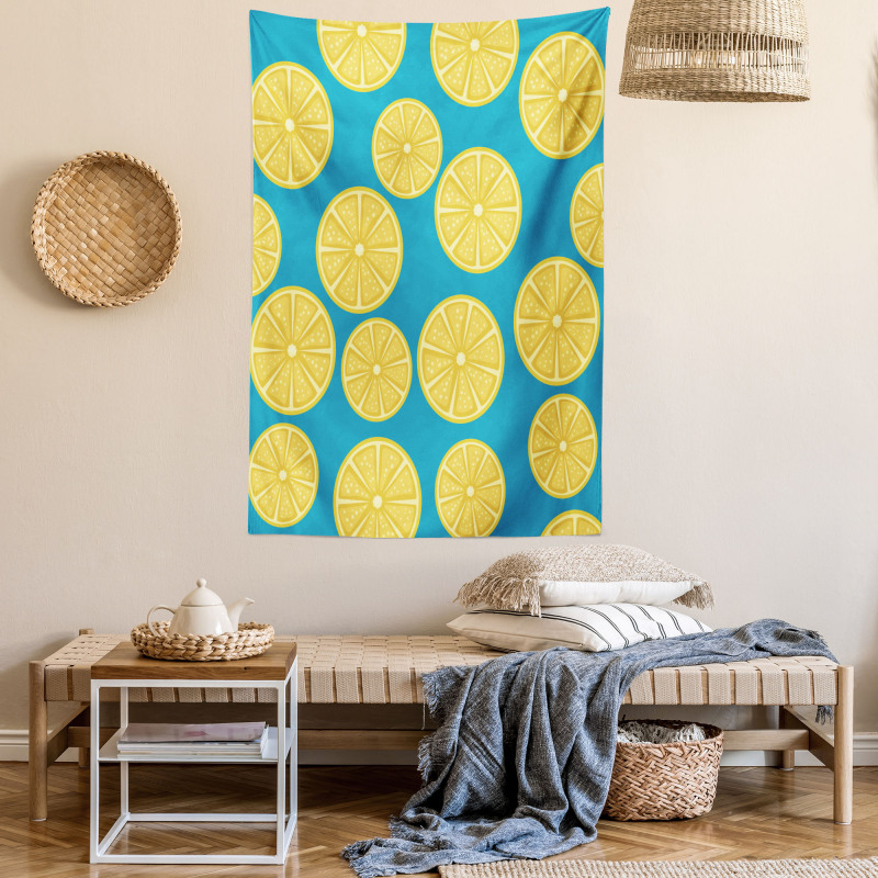 Vivid Citrus Slices Art Tapestry