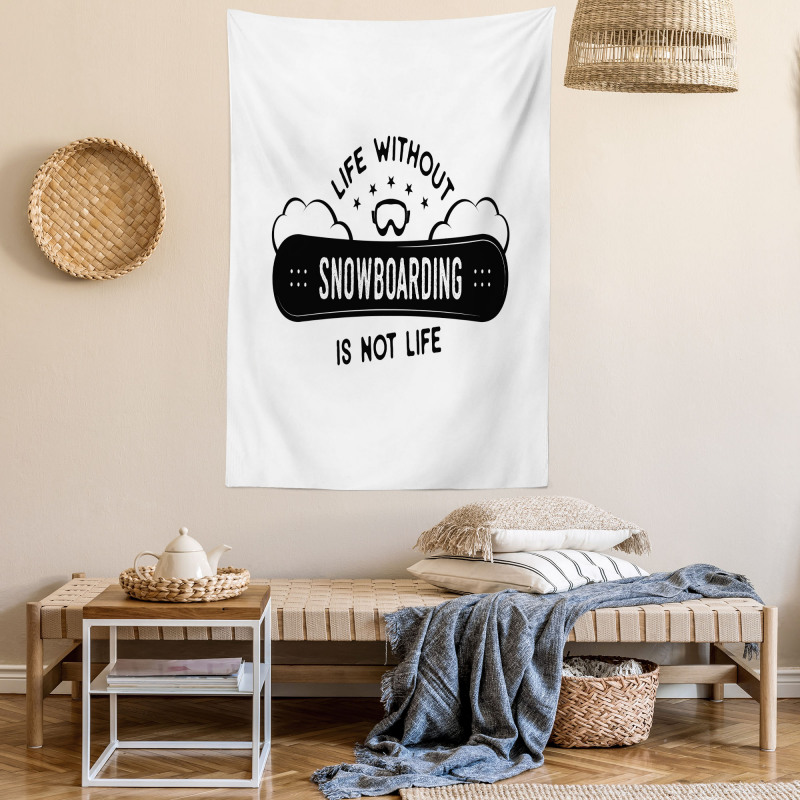Snowboarding Calligraphy Tapestry