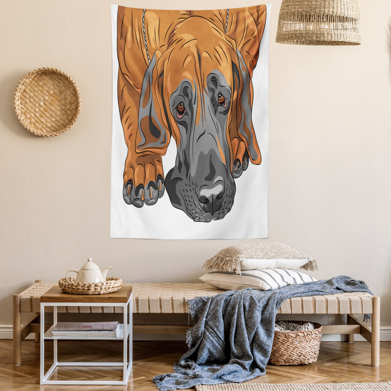 Sad Looking Dog Cartoon Tapestry