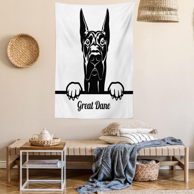 Peeking Big Breed Dog Tapestry