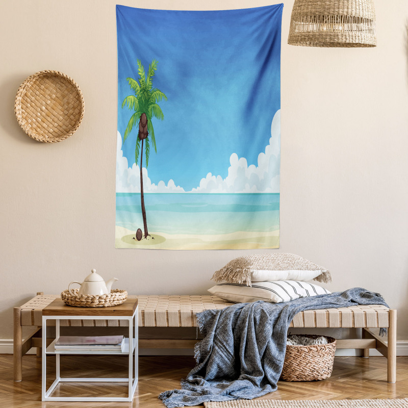 Exotic View Tree and Coconuts Tapestry