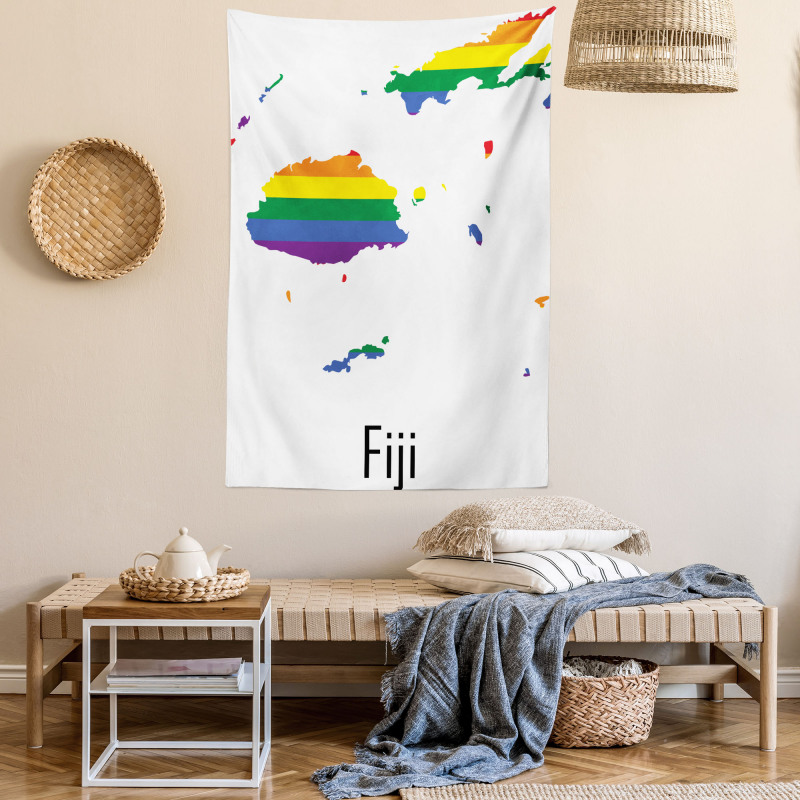 Rainbow Map Design Wording Tapestry