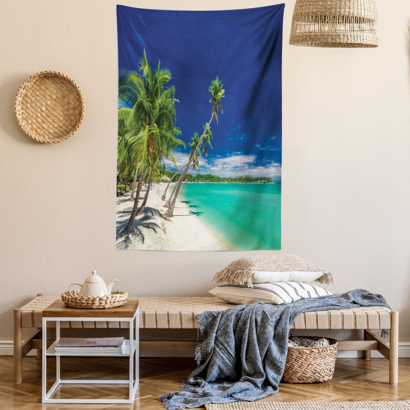 Exotic Beach and Coconut Trees Tapestry