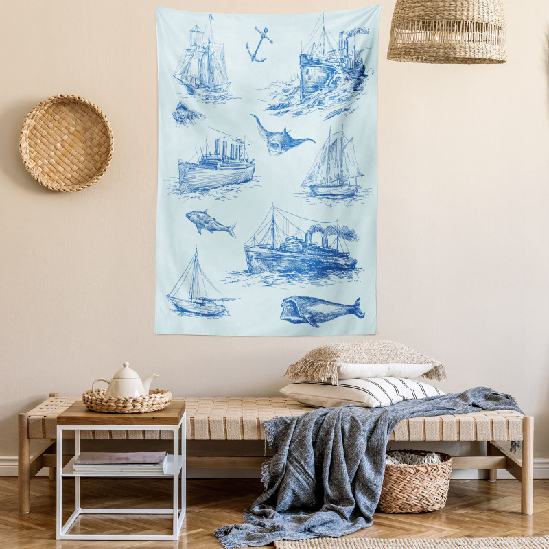 Wildlife Shark Boat Tapestry
