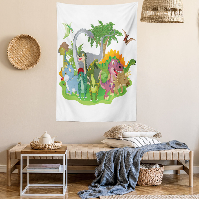 Cartoon Group Dinosaur Tapestry