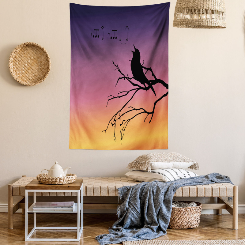 Gradient Sunrise Bird Tapestry