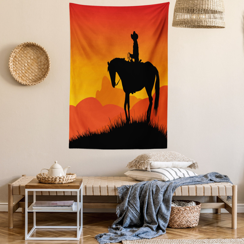 Lonely Cowboy Horseback Tapestry