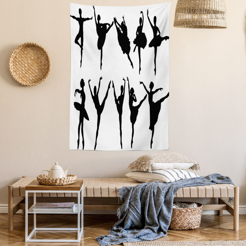 Monochrome Ballet Dancer Tapestry