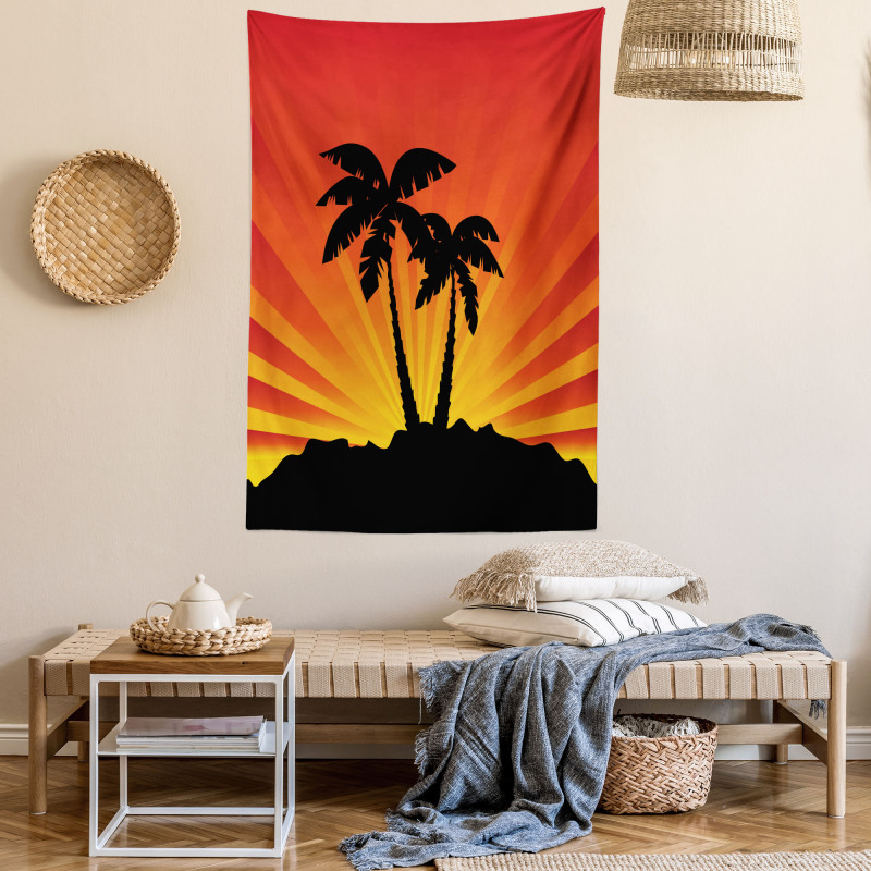 Sunrays Palm Trees Shade Tapestry