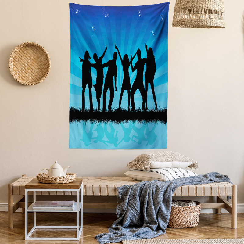 Dancing Crowd Sunrays Tapestry