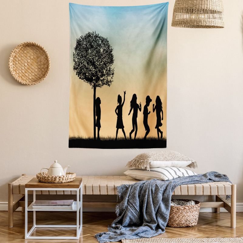 Children Dance Shade Art Tapestry