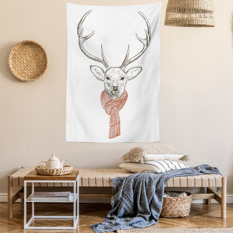 Deer with Scarf Winter Tapestry