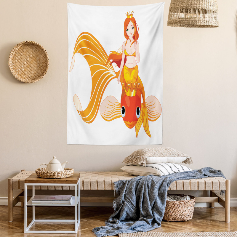 Princess on Goldfish Tapestry