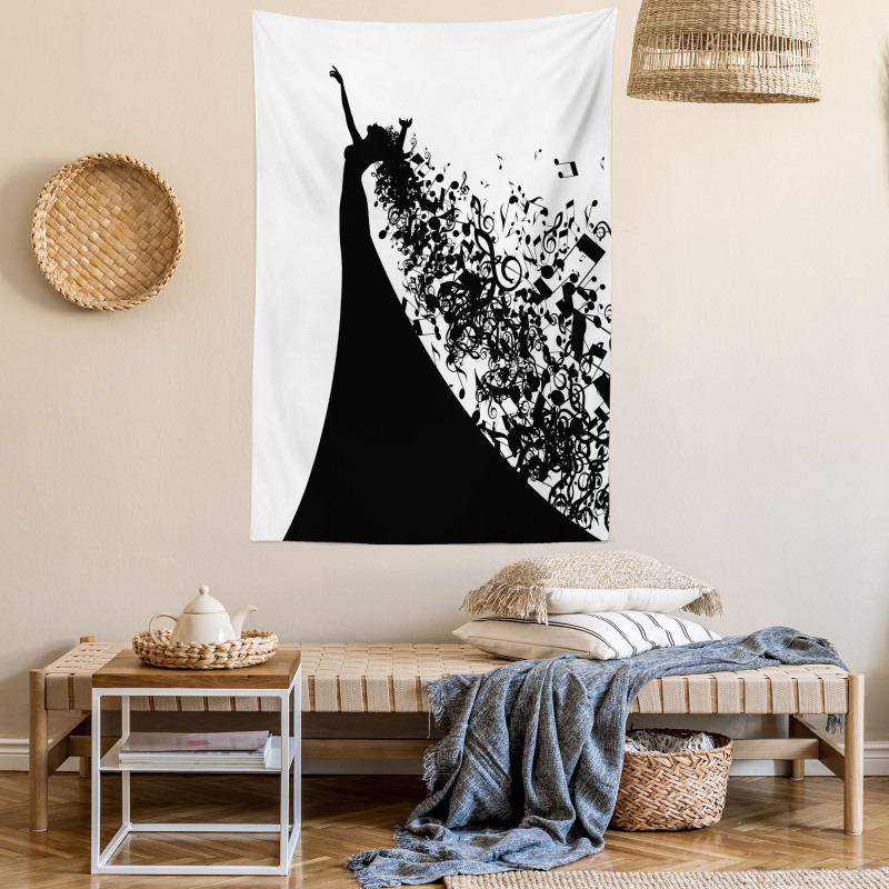 Black and White Singer Woman Tapestry