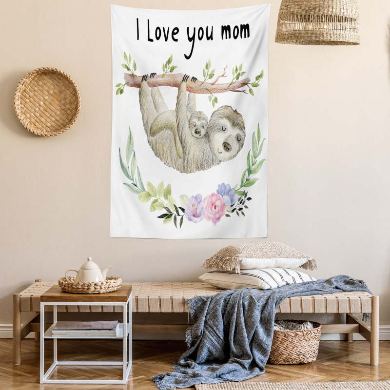 Mom Sloth and Baby Tapestry