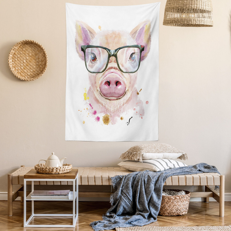 Pig Portrait with Spots Tapestry