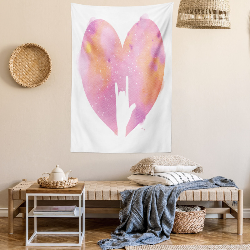 Watercolor Heart Rock Sign Tapestry