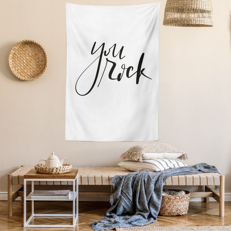 Monochrome Cursive Motto Tapestry