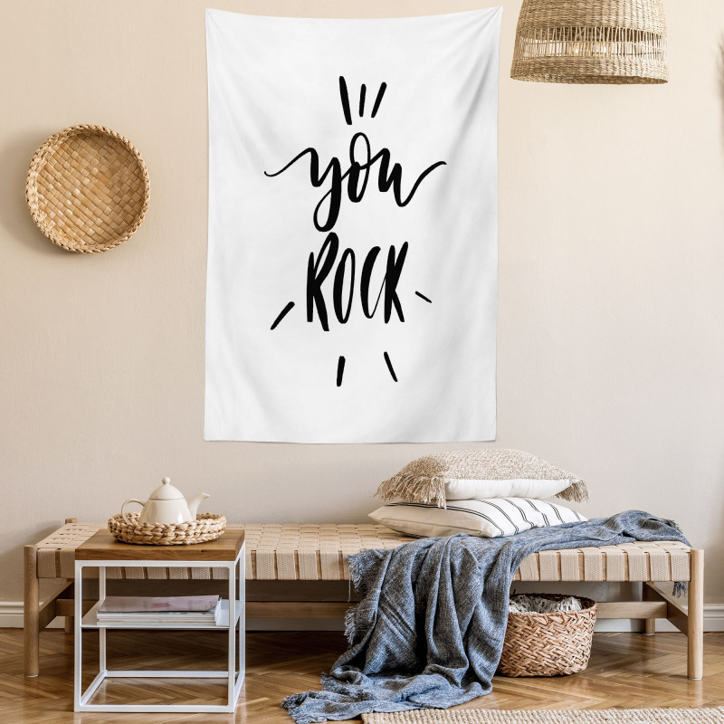 Monochrome Lettering Art Tapestry