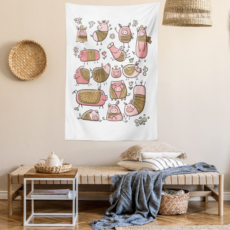 Zentangle Ornate on Pigs Tapestry