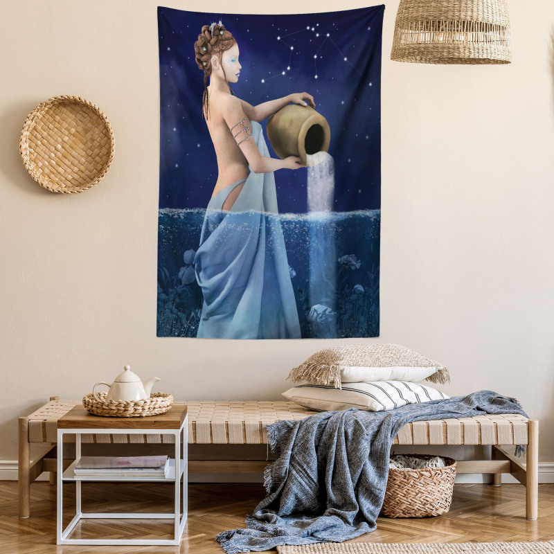 Aquarius Lady with Pail Tapestry