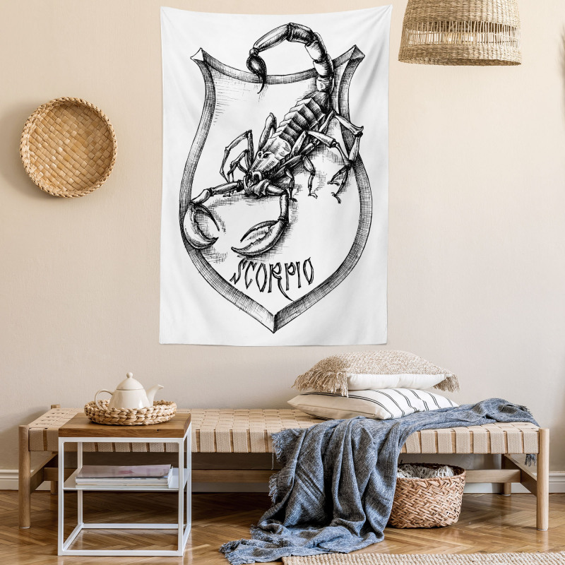 Black and White Scorpio Tapestry