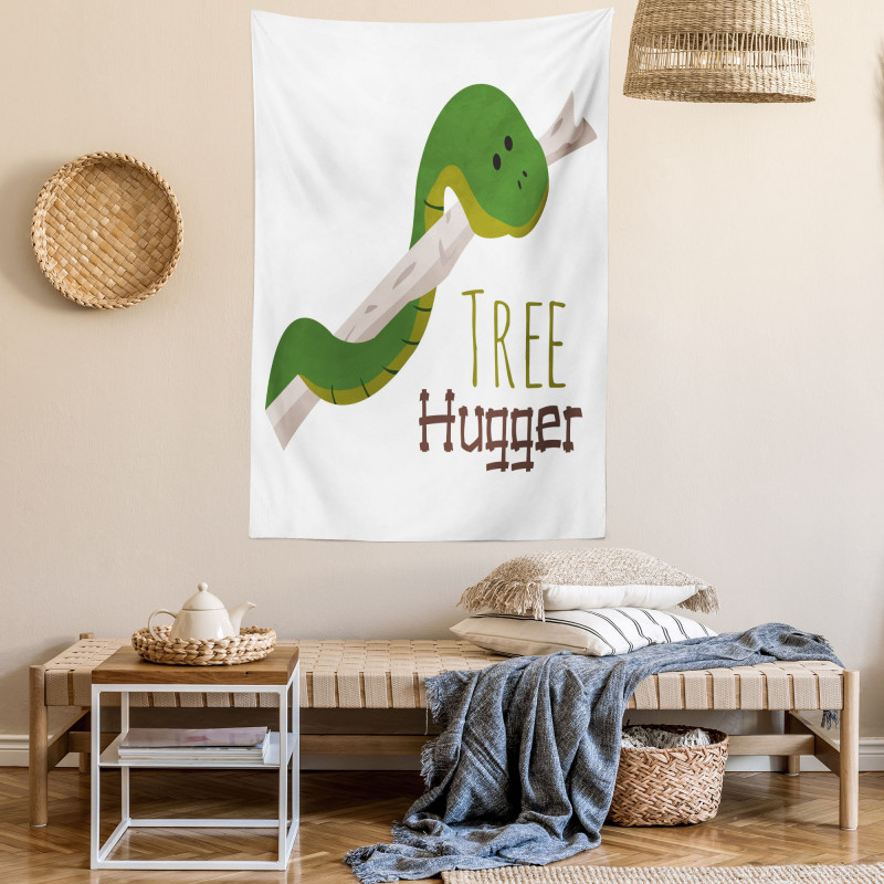 Cartoon Snake Mascot Love Tapestry