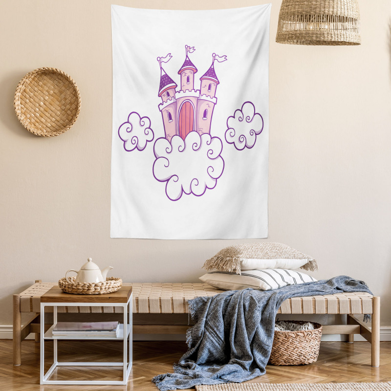 Dreamy Fortress Clouds Art Tapestry