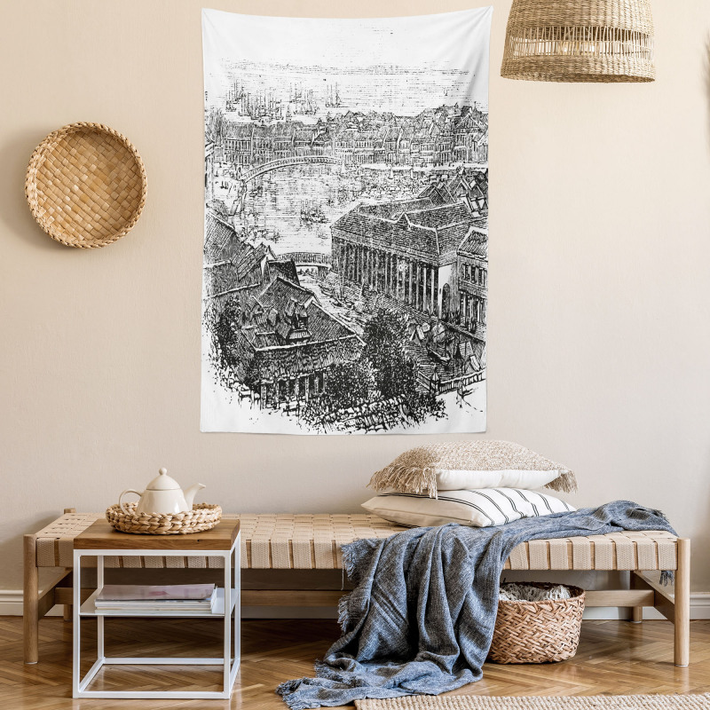 Vintage City Silhouette Tapestry