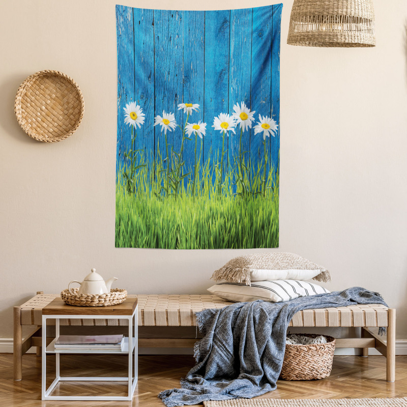 Spring Grass and Daisy Tapestry