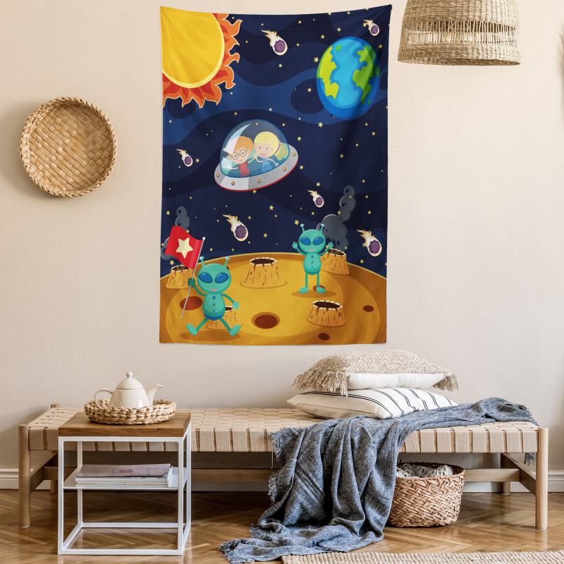 Children Space Travel Galaxy Tapestry