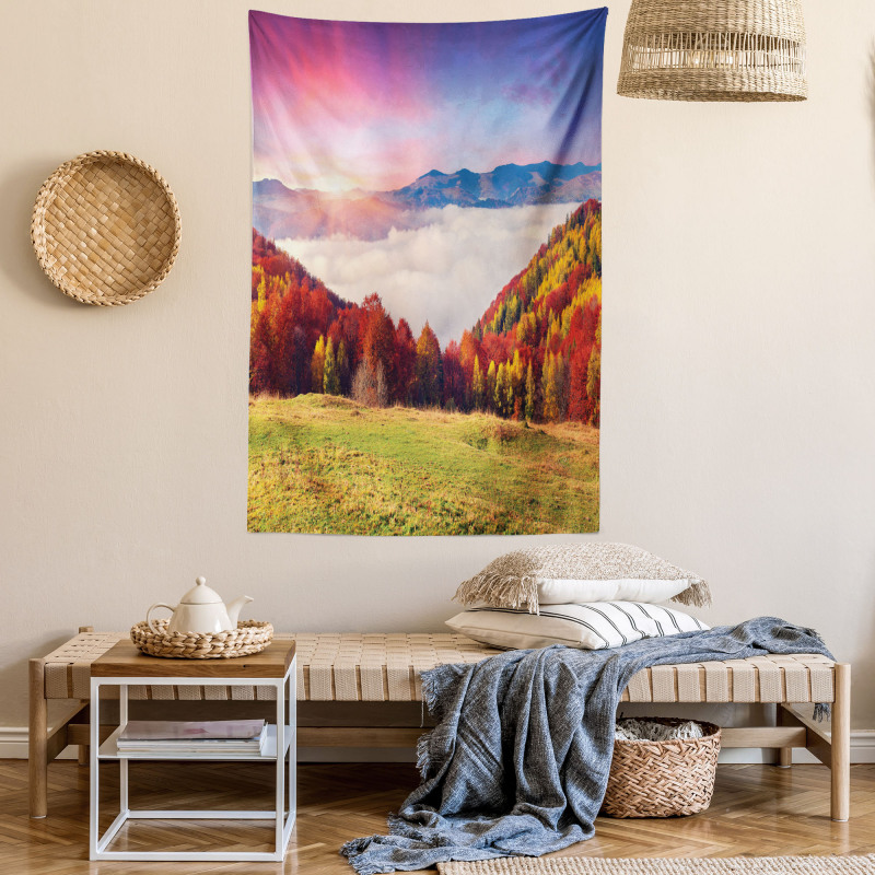 Fall Morning Mountain Tapestry