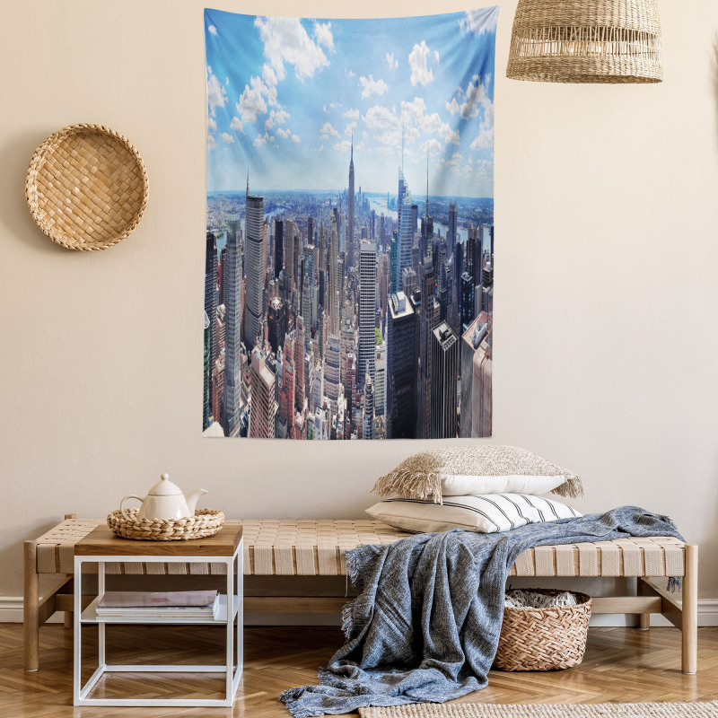 Skyscrapers Aerial View Tapestry