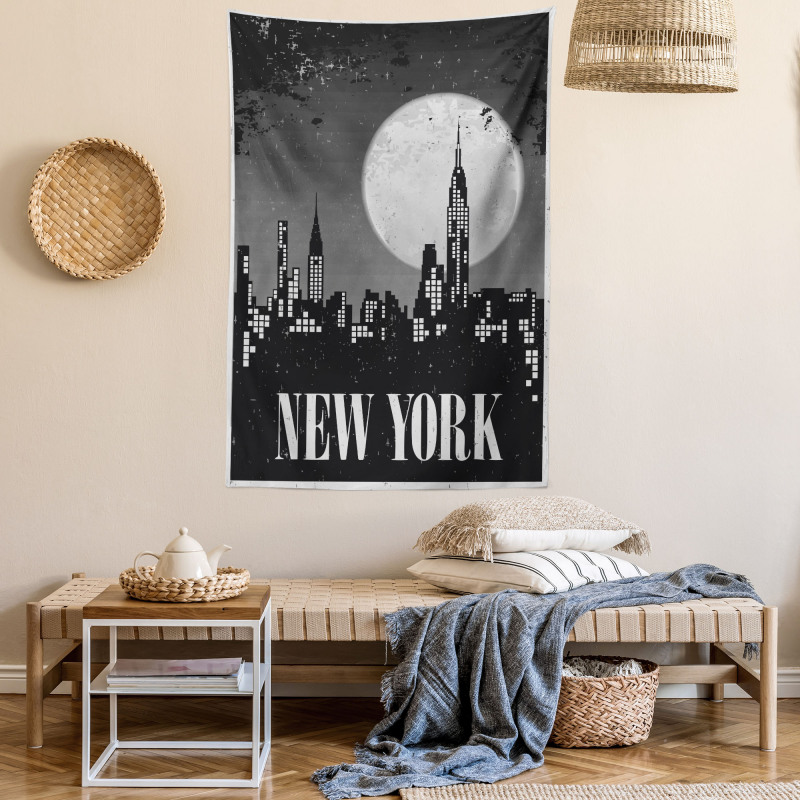 Grunge Nighttime City Tapestry