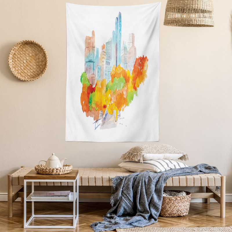 Watercolor Autumn Art Tapestry