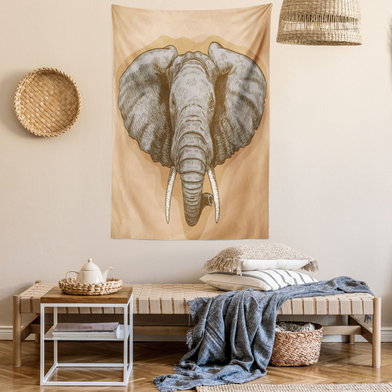 Wild Retro Elephants Tapestry