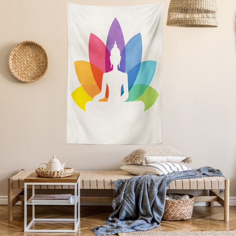 Colorful Lotus Flower Tapestry
