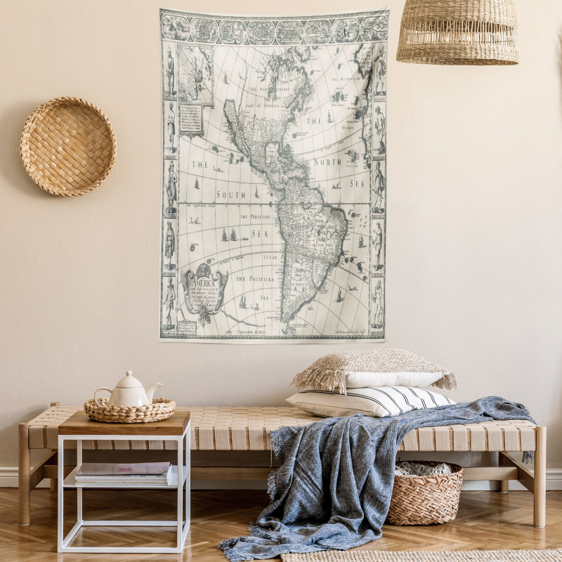 Retro Old America Map Tapestry