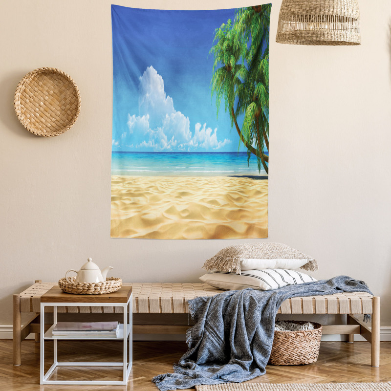 Tropical Leaves Beach Tapestry