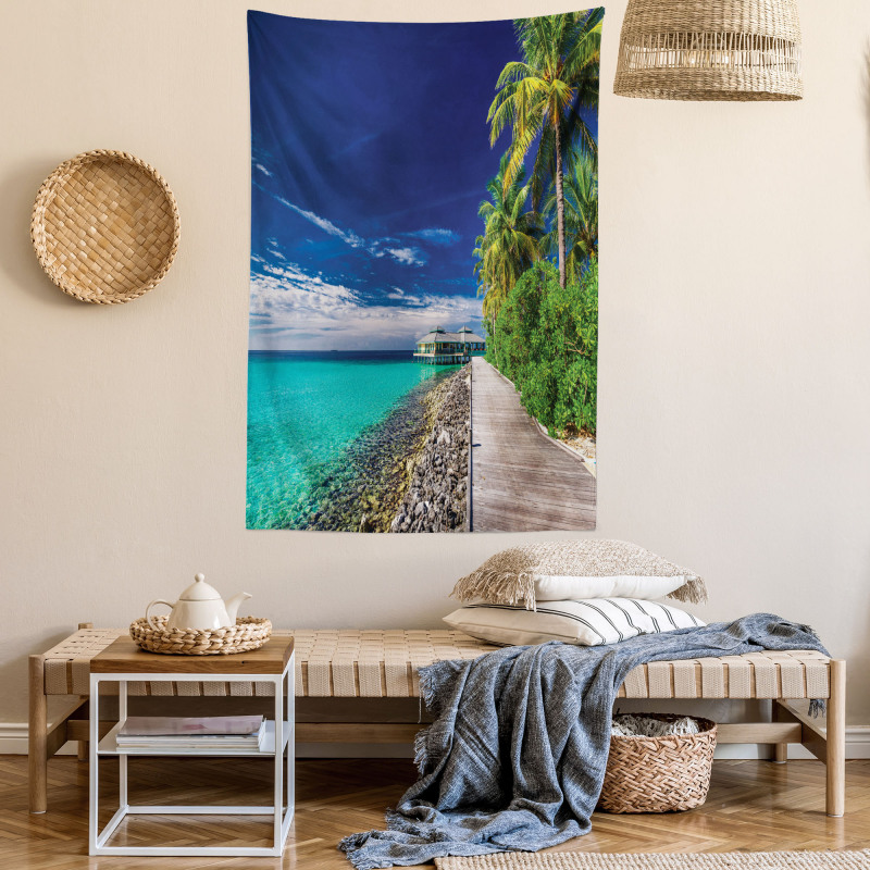 Beach Palm Trees Sky Tapestry