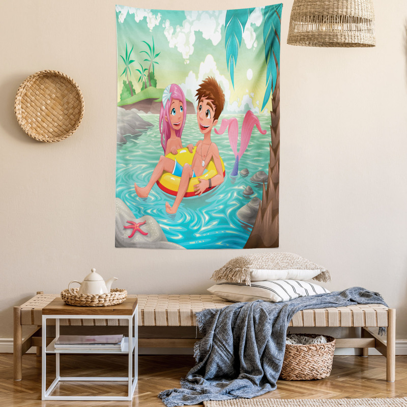 Cartoon Tropical Love Tapestry