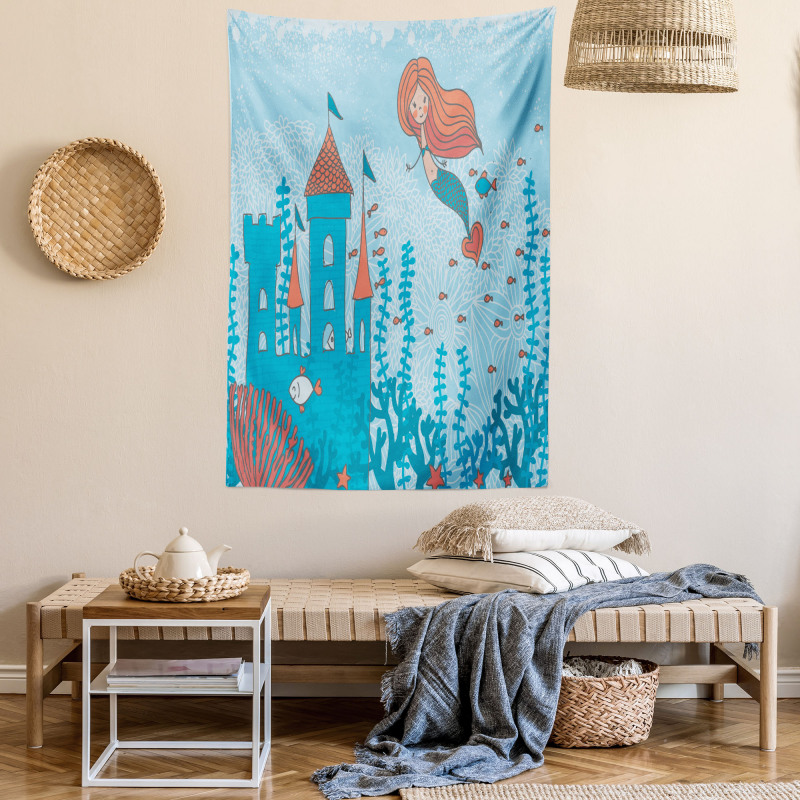 Cartoon Castle Corals Tapestry