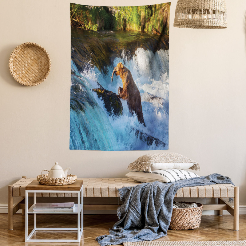 Alaska Waterfall Wildlfie Tapestry