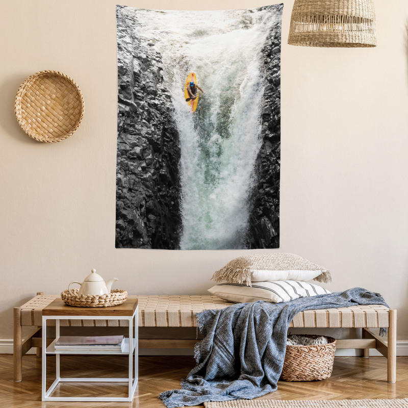 Cliffs Waterfall Canoe Tapestry