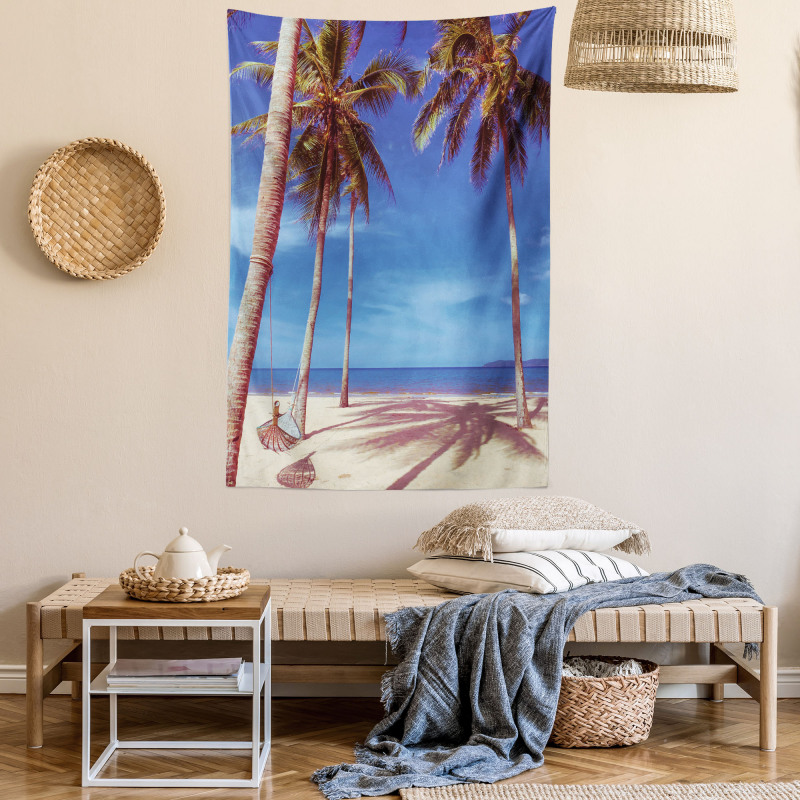 Ocean Palms Warm Beach Tapestry