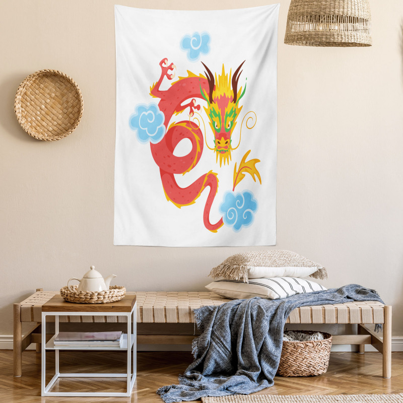 Swirling Clouds Angry Dragon Tapestry